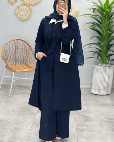 ست سه تکه مانتو ، شلوار ، جلیقه پرفروش دخترانه و زنانه با جنس جدید 😍