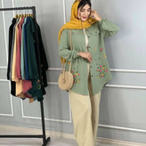 شومیز مانتویی گلدوزی زنانه مدل ساناز