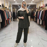 ست مانتو شلوار تابستانه زنانه و دخترانه با جنس بیسکویتی فوق العاده