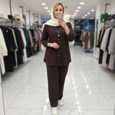ست مانتو شلوار تابستانه زنانه و دخترانه با جنس بیسکویتی فوق العاده