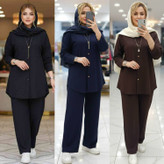 ست مانتو شلوار تابستانه زنانه و دخترانه با جنس بیسکویتی فوق العاده